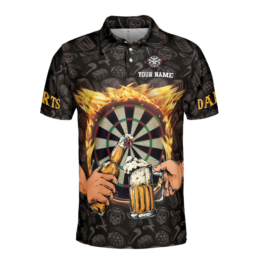 Custom Name We Love Beer And Darts Player Men's Polo Shirt S-5XL