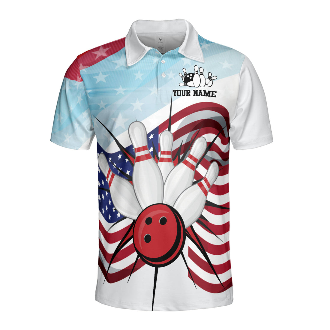 Customized America Love Bowling Men's Polo Shirt S-5XL