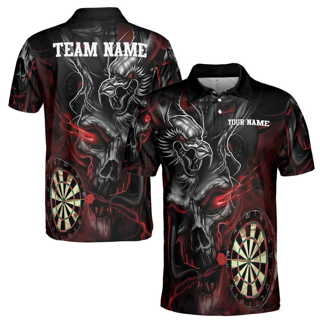 Customized Darts Team Dark Vibes Mystery Skull Men's Polo Shirt S-5XL