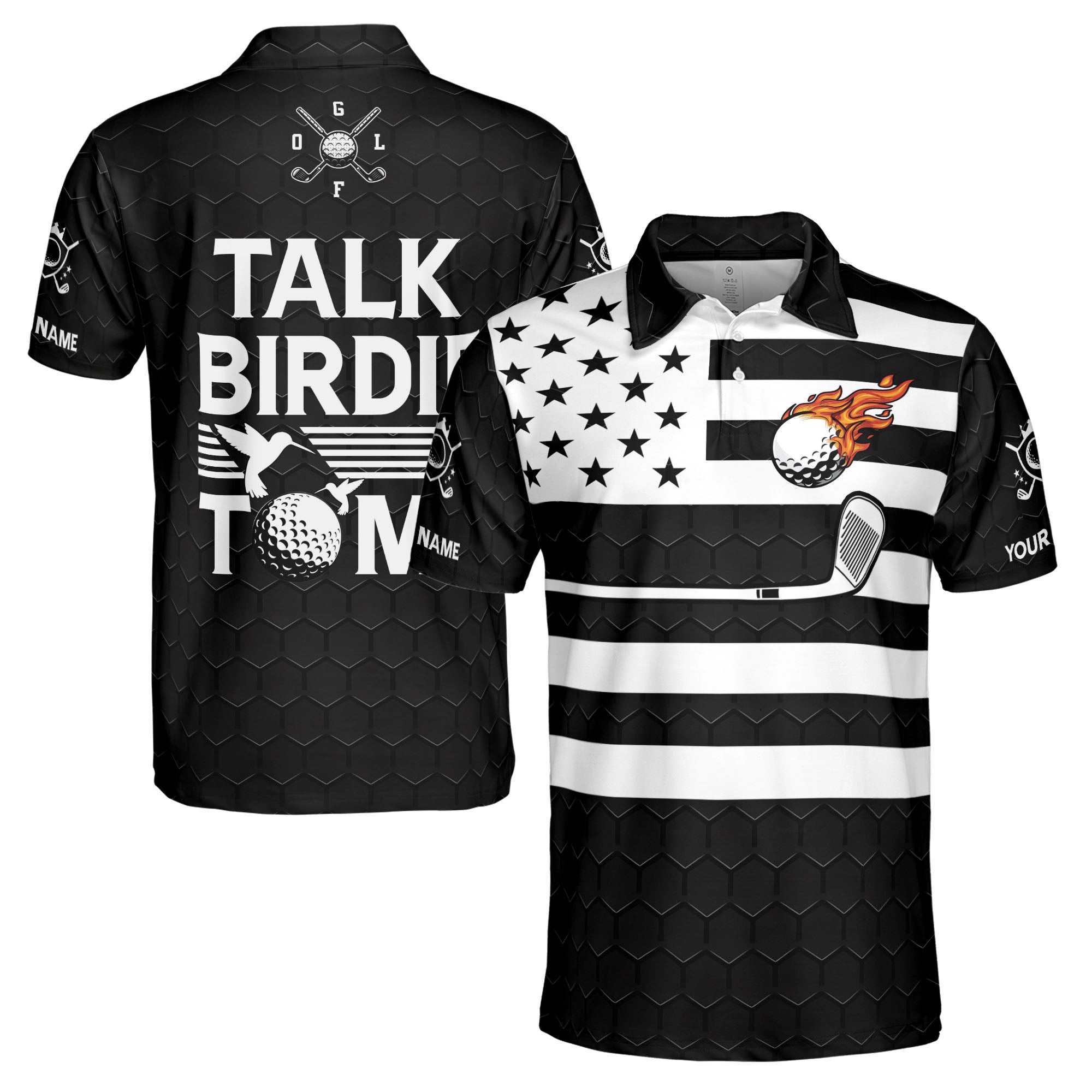 Custom Name America Golfer Talk Birdie To Men's Polo Shirt S-5XL