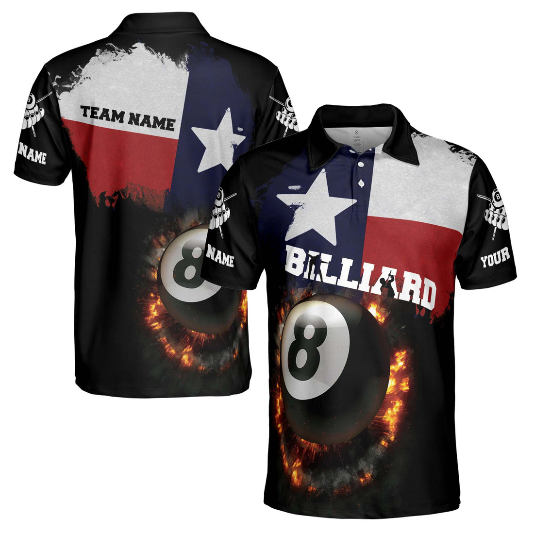 Personalized Texas Player Love Billiard Men's Polo Shirt S-5XL
