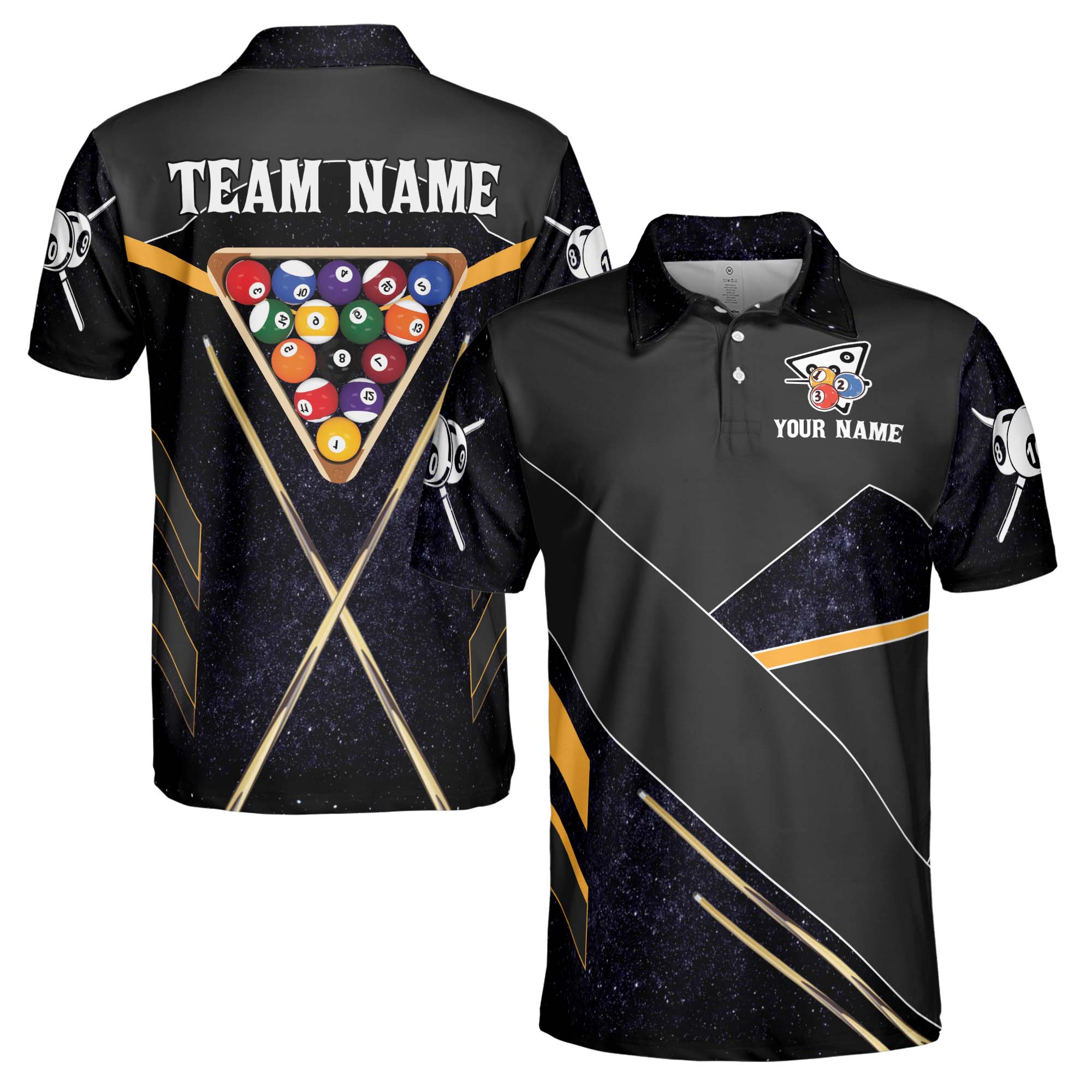 Customized Billiard Team Name Men's Polo Shirt S-5XL