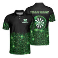 Custom Name Darts Dartboard Green Glittering Team Name Men's Polo S-5XL