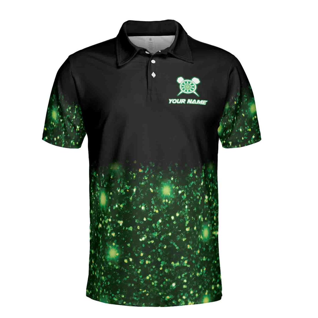 Custom Name Darts Dartboard Green Glittering Team Name Men's Polo S-5XL