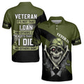Custom Name Funny Veteran Skull Soldier Military Green Men's Polo Shirt S-5XL