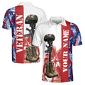 Custom Name Veteran American Flag Summer Pattern Men's Polo Shirt S-5XL