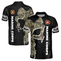 Custom Name Camo Skull Marine Corps Veteran Soldier Men's Polo Shirt S-5XL