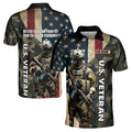 Custom Name U.S Veteran America Flag Camo Pattern Men's Polo Shirt S-5XL
