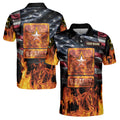 Custom Name Veteran US Army America Flag on Fire Men's Polo Shirt S-5XL