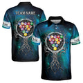 Custom Name Billiards Balls Galaxy Viking Tree Roots Men's Polo Shirt S-5XL