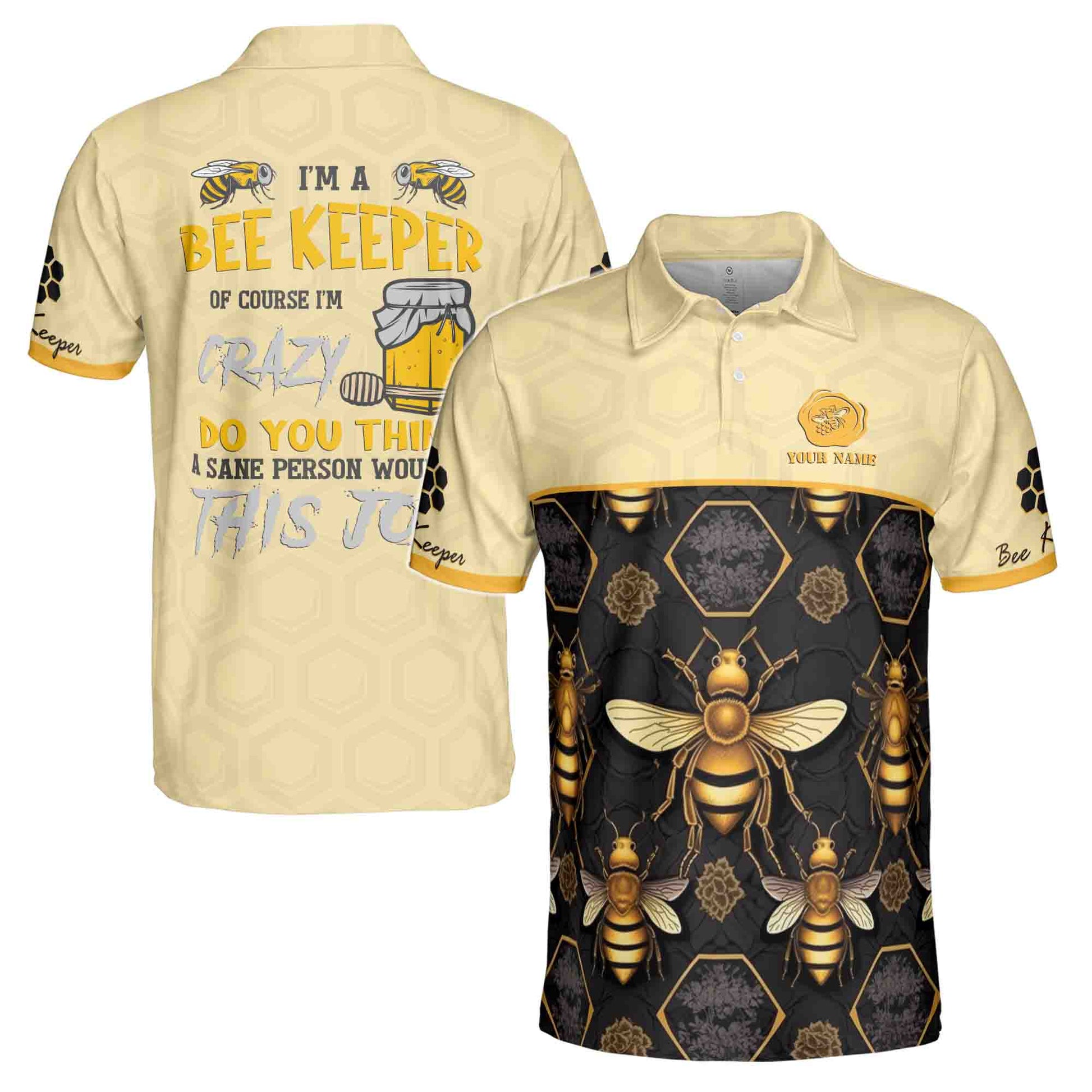 Custom Name I'm A Bee Keeper Beehive Men's Polo Shirt S-5XL
