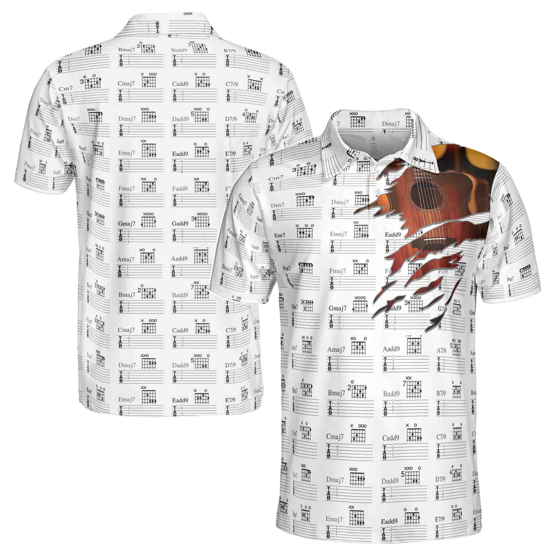 Music Lover Guitar Music Stave Men's Polo Shirt S-5XL