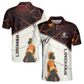 Custom Name Proud To Be A Lineman Lava Pattern Men's Polo Shirt S-5XL
