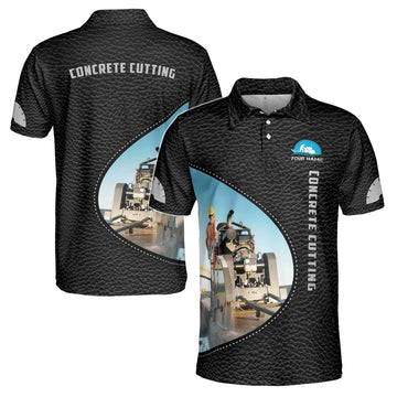 Custom Name Concrete Cutting Leather Pattern Grunge Men's Polo Shirt S-5XL