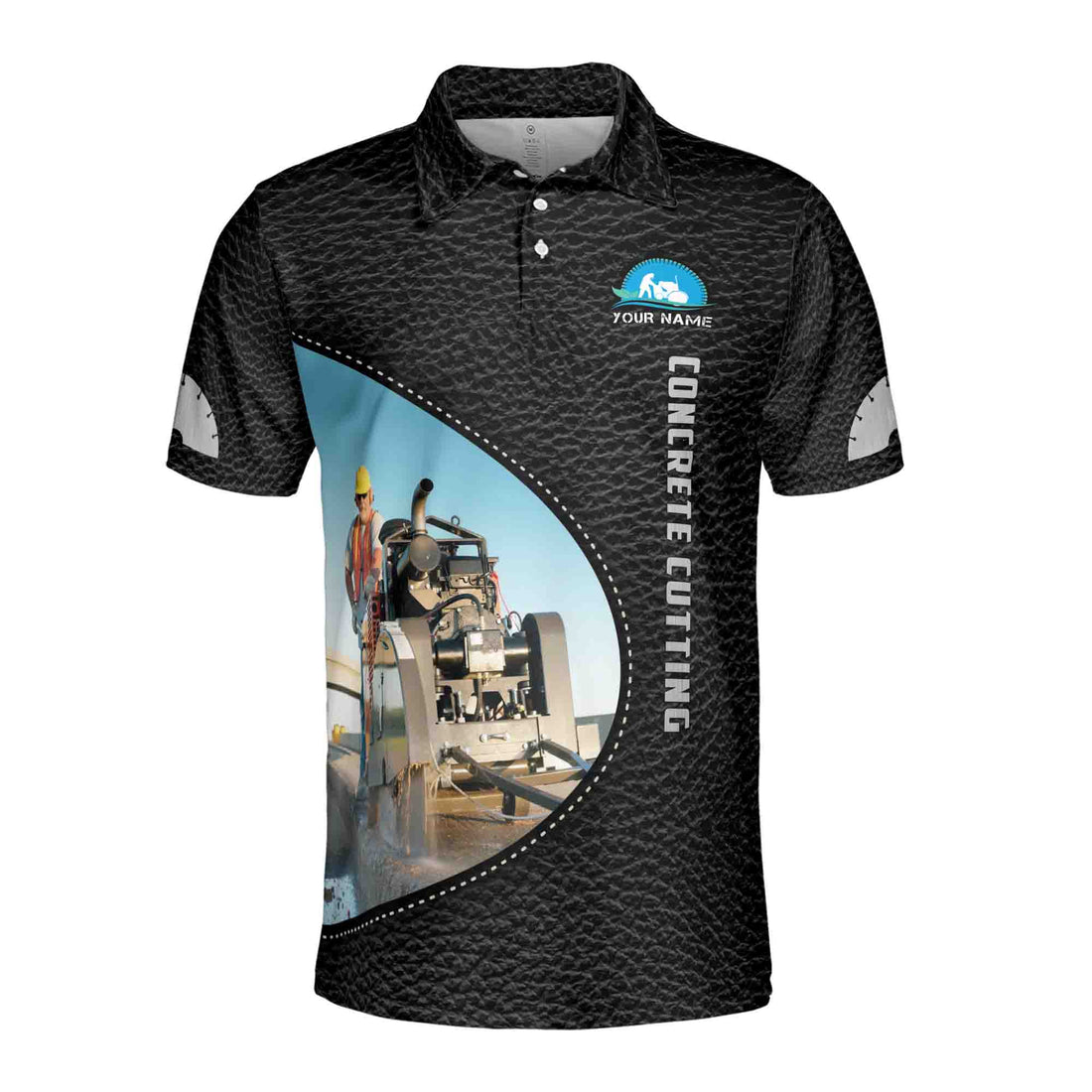 Custom Name Concrete Cutting Leather Pattern Grunge Men's Polo Shirt S-5XL