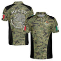 Custom Name Pixel Camo Mexico Coat of Arms Mexico Patriotic National Pride Men's Polo Shirt S-5XL