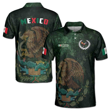 Customize Patriotic Mexico Coat Of Arms National Pride Men's Polo Shirt S-5XL