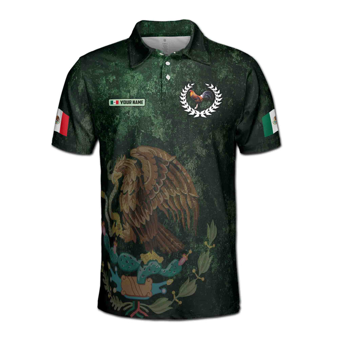 Customize Patriotic Mexico Coat Of Arms National Pride Men's Polo Shirt S-5XL