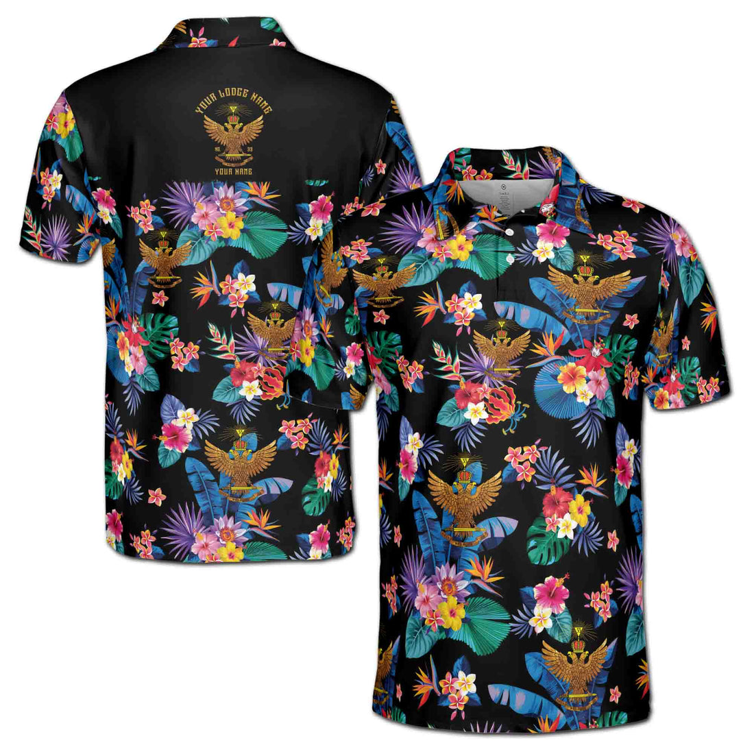Customized Scottish Rite 33 Colorful Palm Leaf Men's Polo Shirt S-5XL