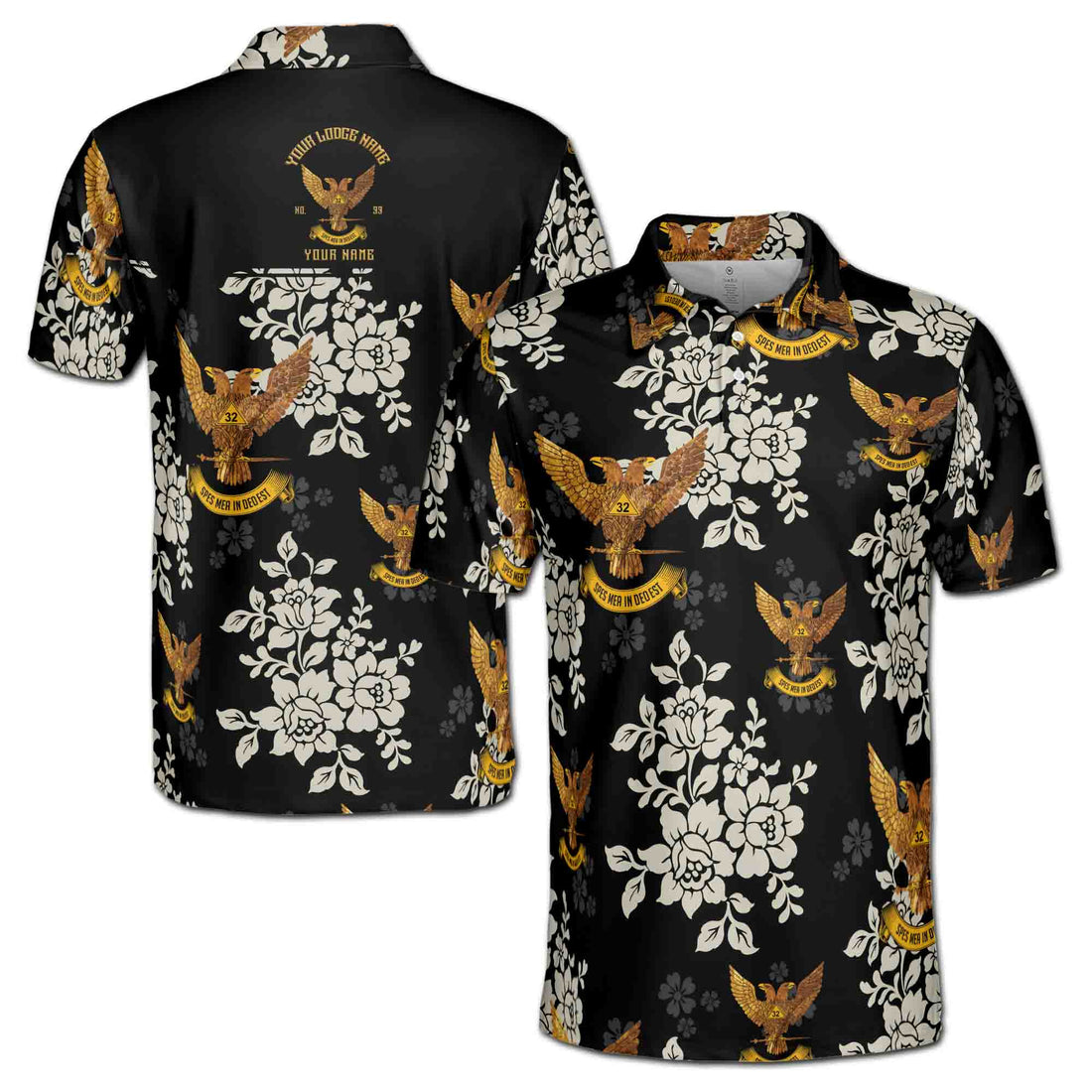 Customized Scottish Rite 32 Tropical Floral Men's Polo Shirt S-5XL