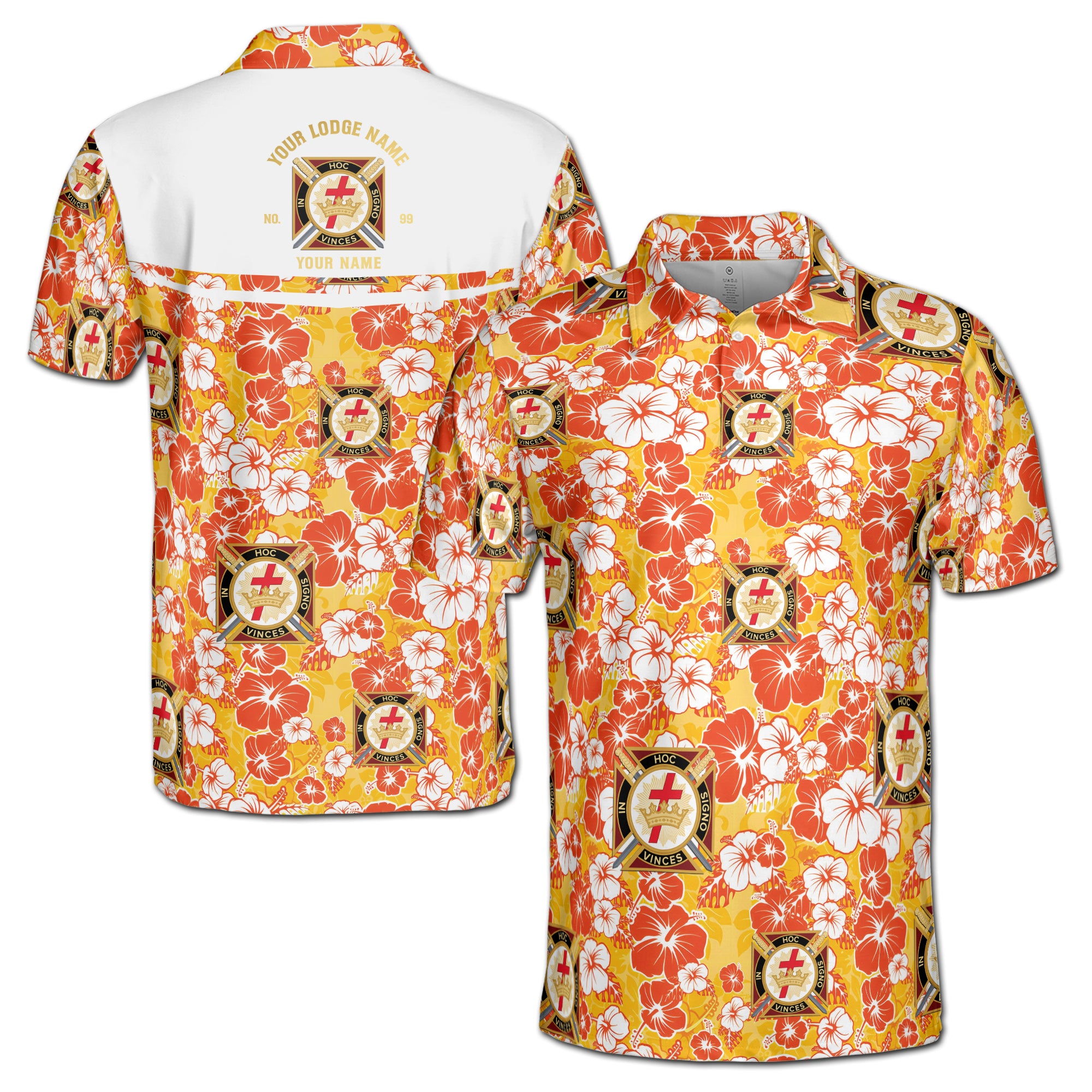 Customized Knights Temple Commandery Masonry Floral Men's Polo Shirt S-5XL