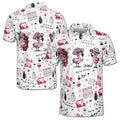 Funny Flamingo Swing Swear Drink Repeat Men's Polo Shirt S-5XL