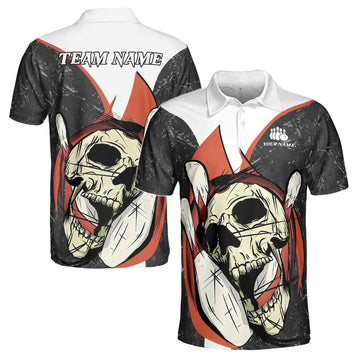 Personalized Skull Rolling Bowling Illustration Men's Polo Shirt S-5XL
