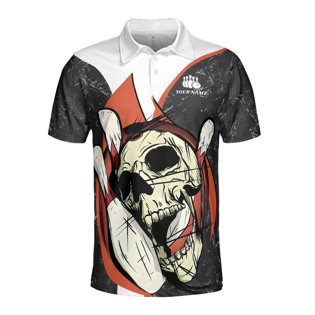 Personalized Skull Rolling Bowling Illustration Men's Polo Shirt S-5XL