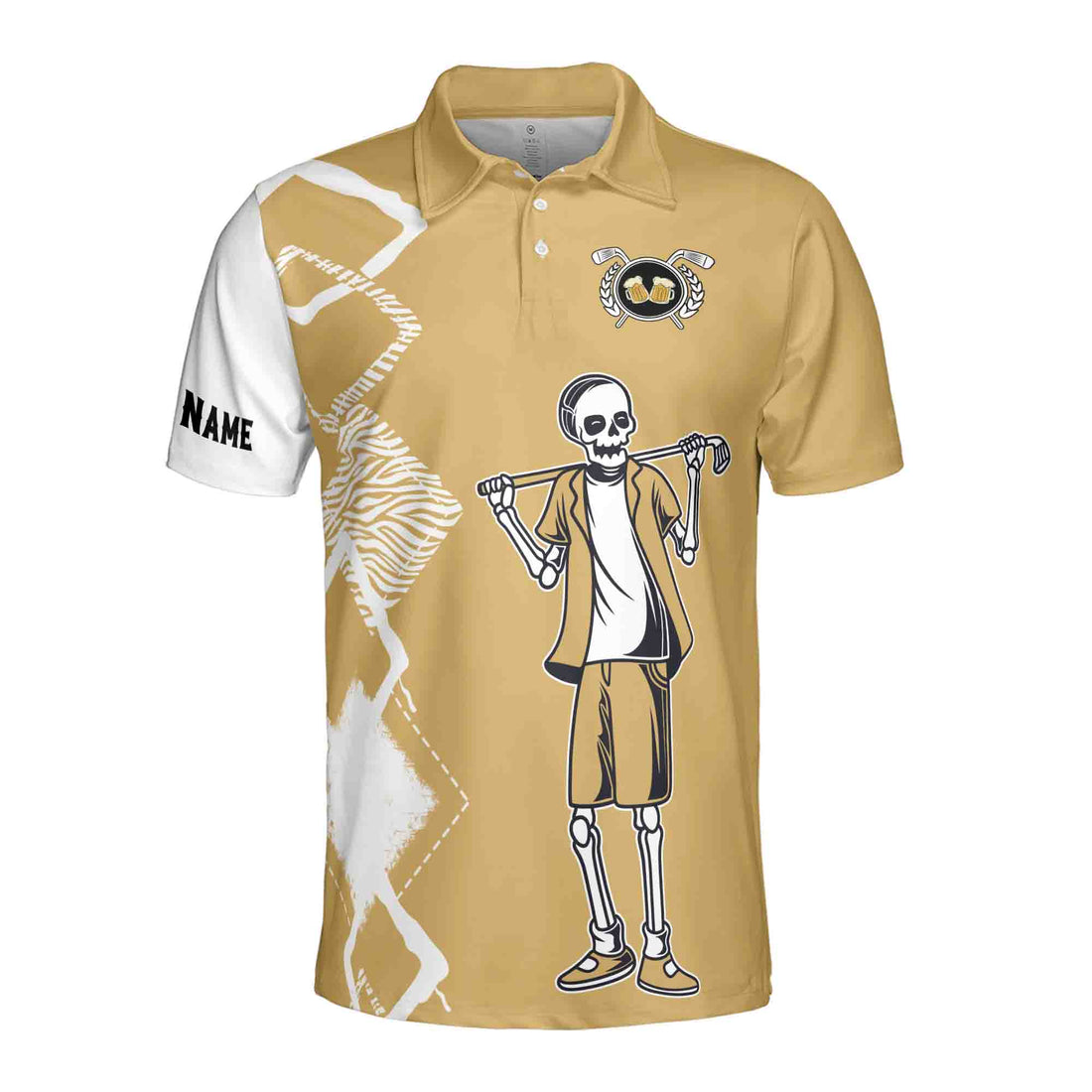 Custom You Know That Rhymes with Golf Beer Skeleton Golfer Men's Polo Shirt S-5XL