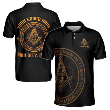 Personalized Making Good Men Better Masonic Lodge Men's Polo Shirt S-5XL