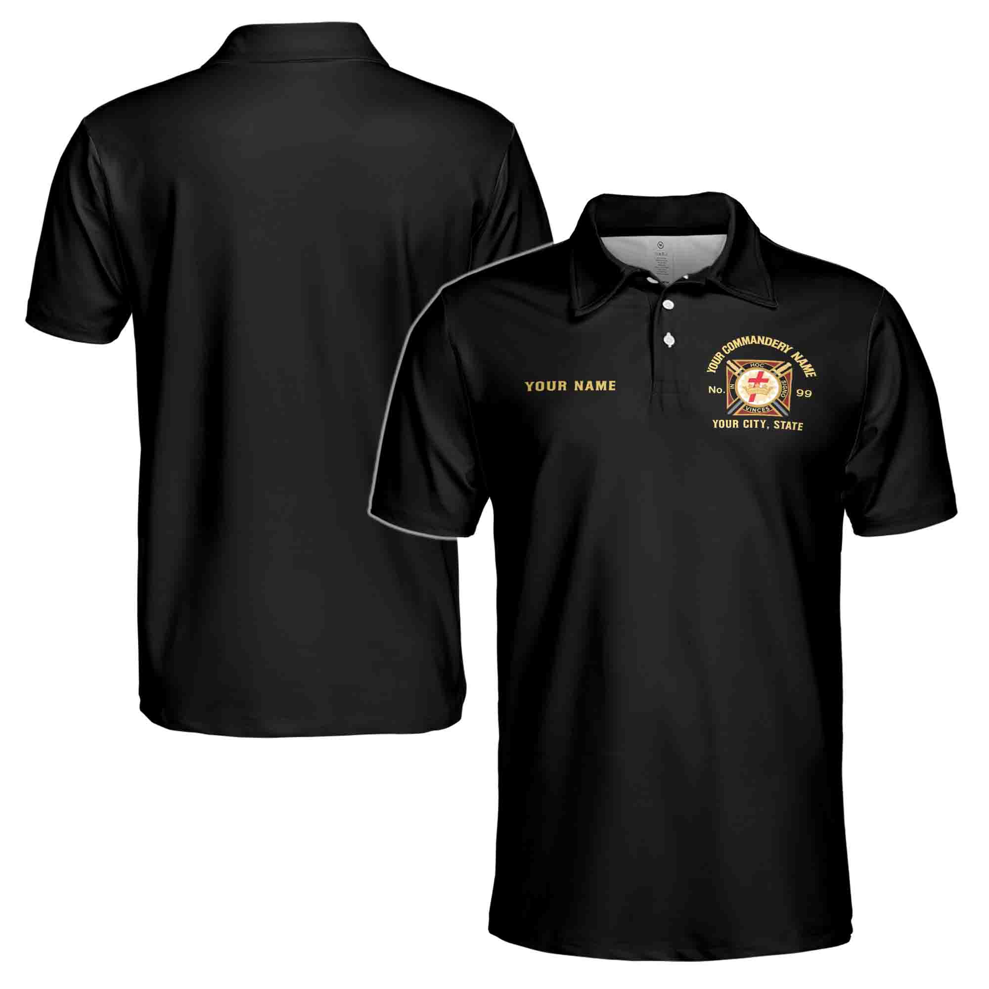 Personalized In Hoc Signo Vinces Symbol Masonry Knight Templar Men's Polo S-5XL