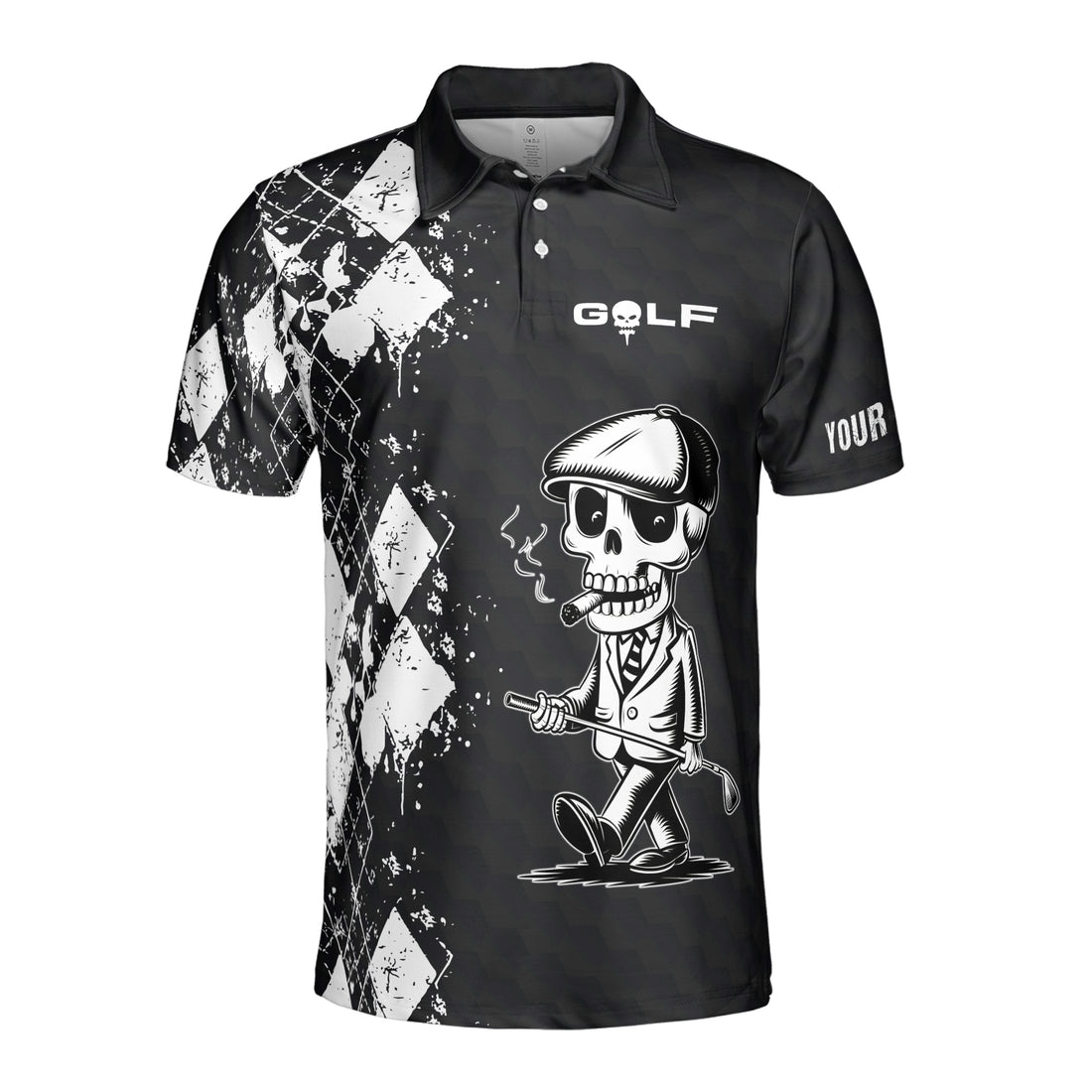 Custom Name Skull Golfer I've Come To Play With You Again Men's Polo S-5XL
