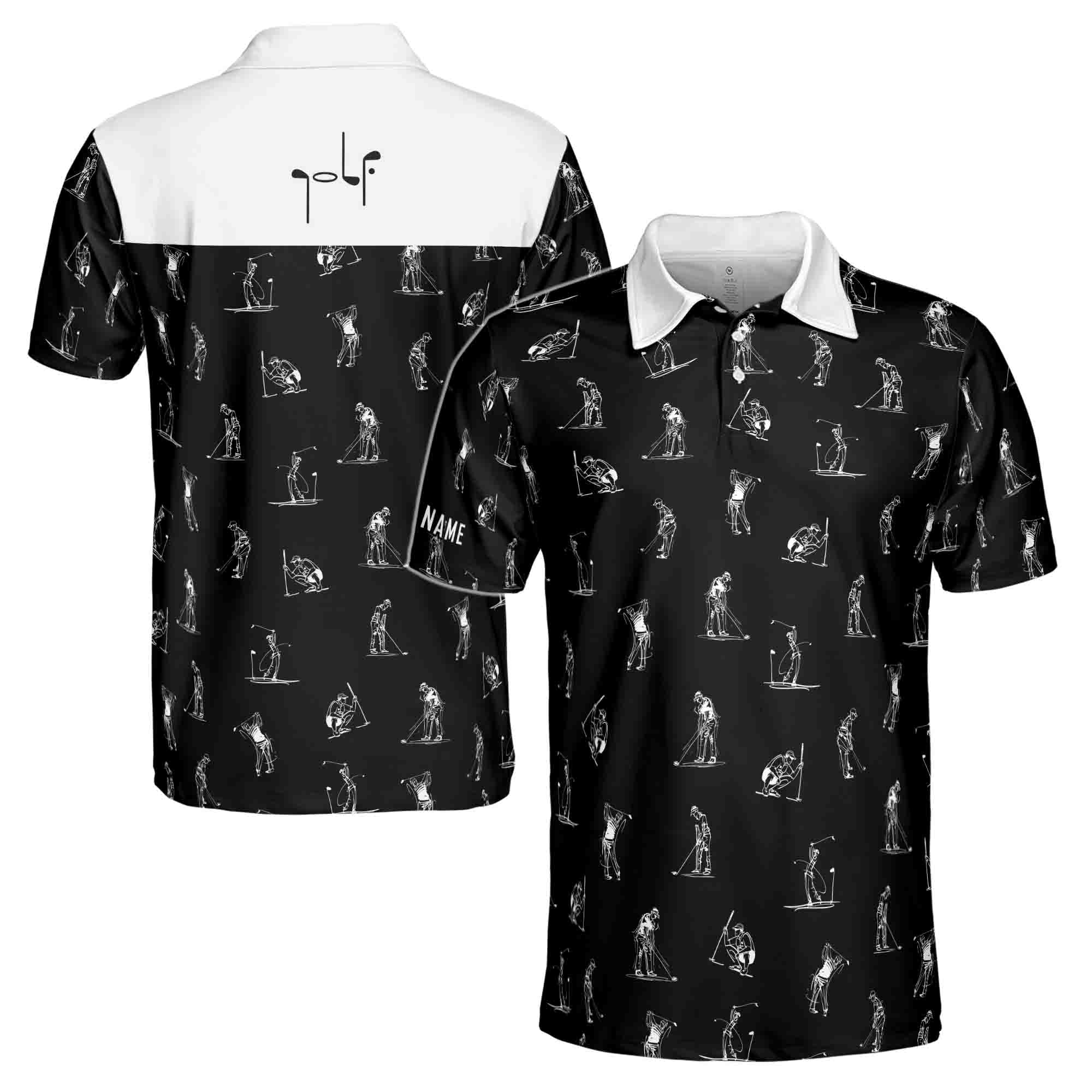 Custom Name Man Play Golfer Multi-Pose Golfer Men's Polo S-5XL