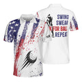 Custom Name America Flag Color Spatter Look For Ball Golf Men's Polo S-5XL