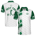 Custom Name Golfer Argyle Color Spatter Just Tap It In Men's Polo Shirt S-5XL