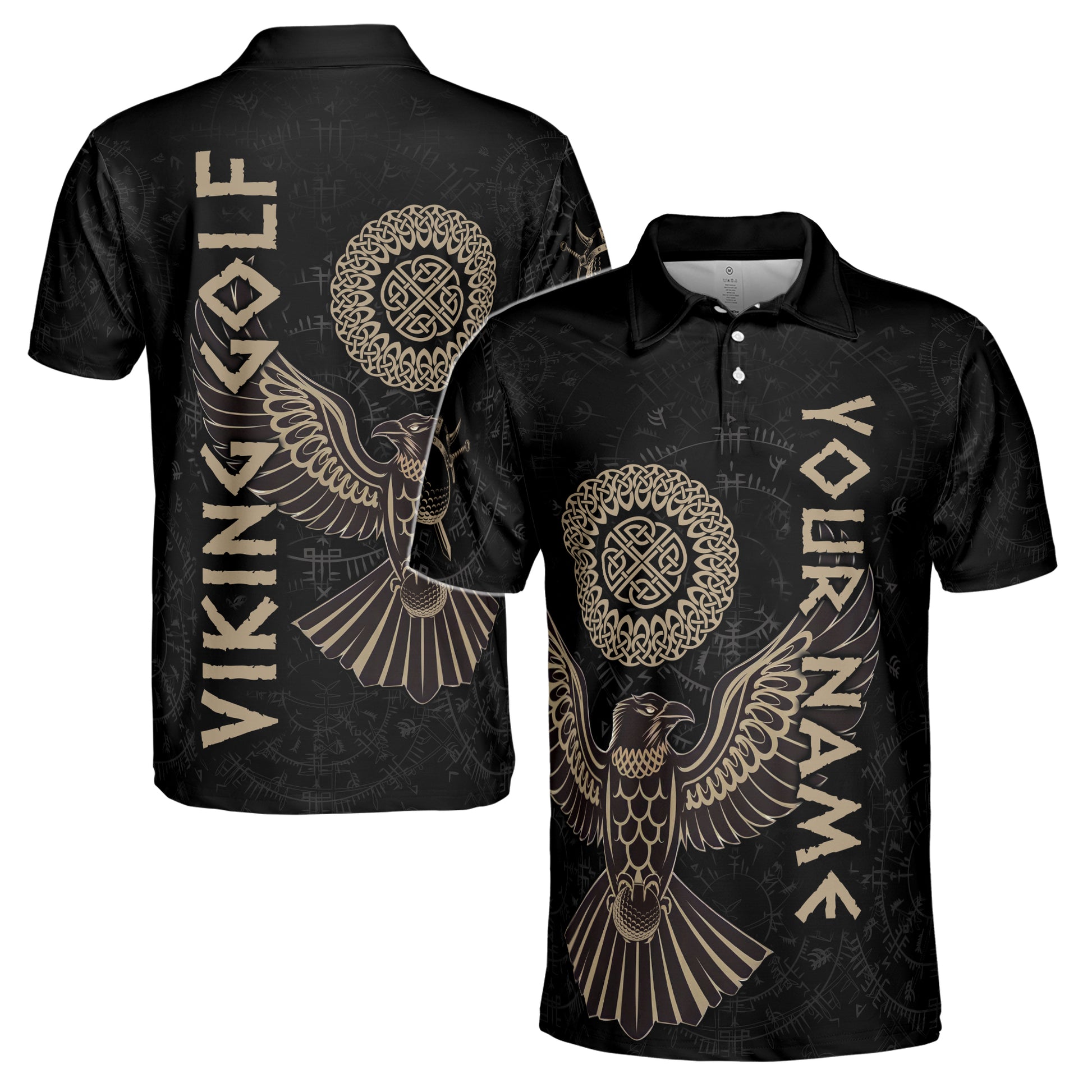 Custom Name The Viking Raven But Like Golf Men's Polo Shirt S-5XL