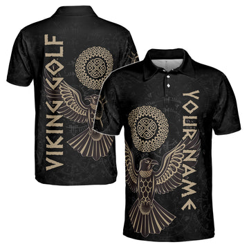 Custom Name The Viking Raven But Like Golf Men's Polo Shirt S-5XL