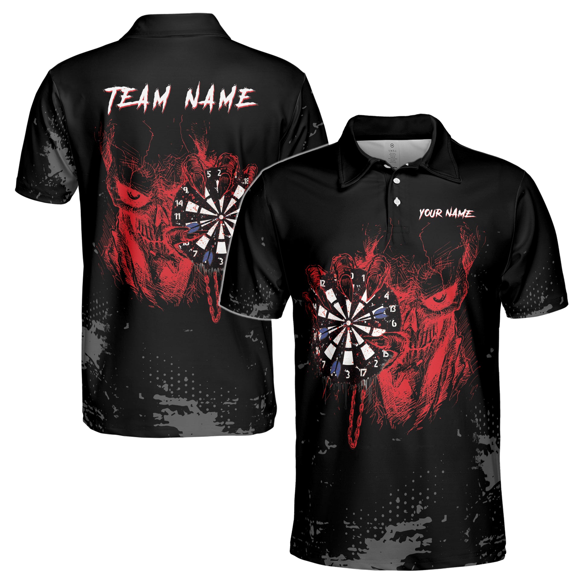 Customized Dark Darts Board Skull Play Darts Men's Polo Shirt S-5XL