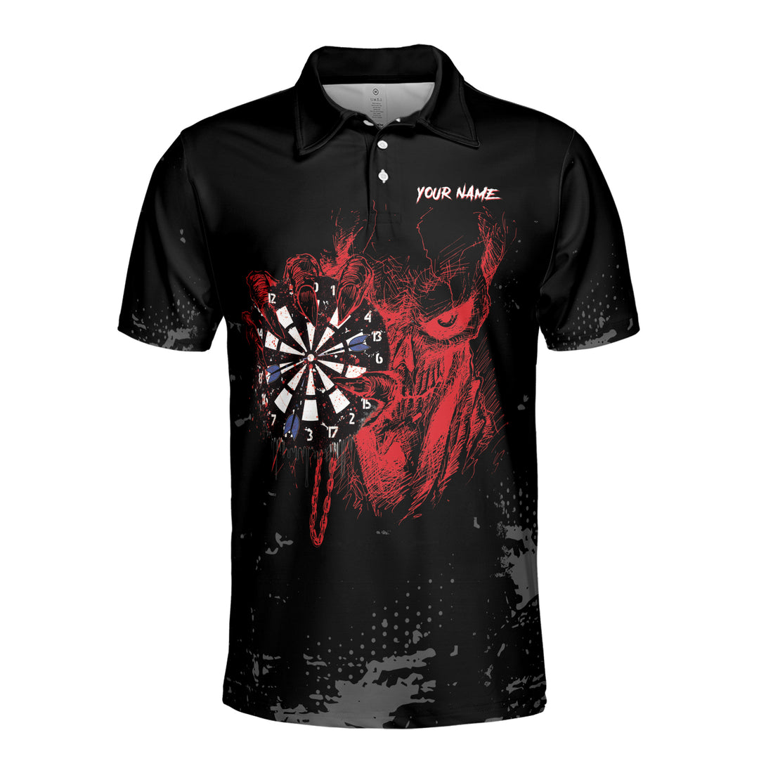 Customized Dark Darts Board Skull Play Darts Men's Polo Shirt S-5XL