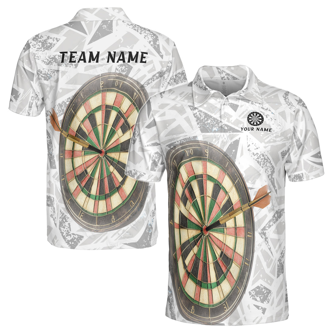 Personalized Grunge Vintage Darts Team Play Men's Polo Shirt S-5XL
