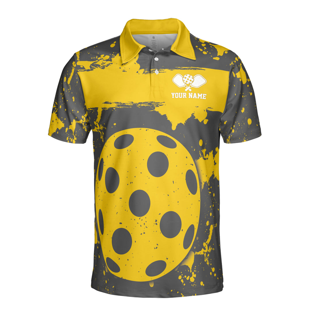 Customized Pickleball Team Player Color Spatter Pattern Men's Polo Shirt S-5XL