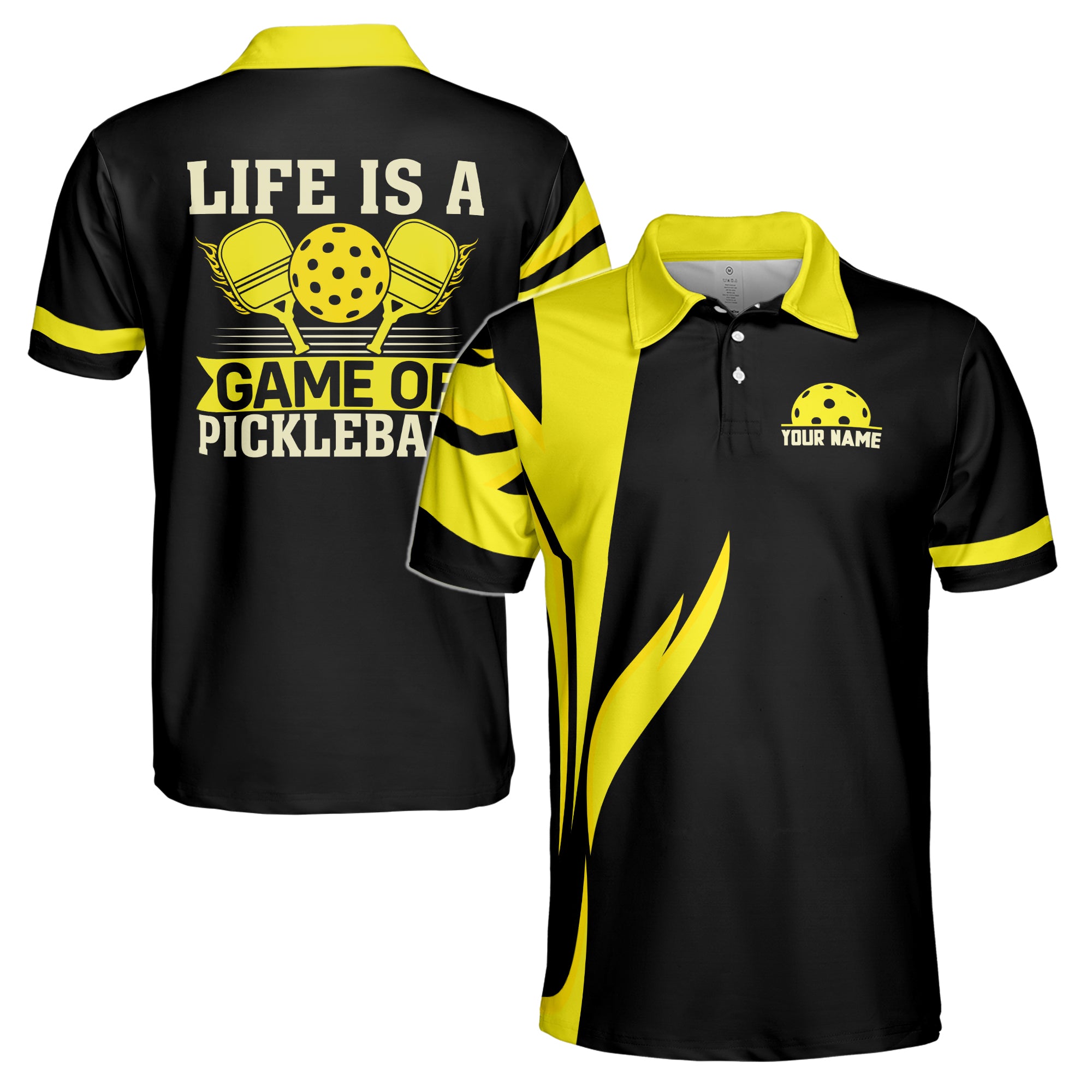 Custom Name Team Name Life Is A Game Of Pickleball Men's Polo Shirt S-5XL