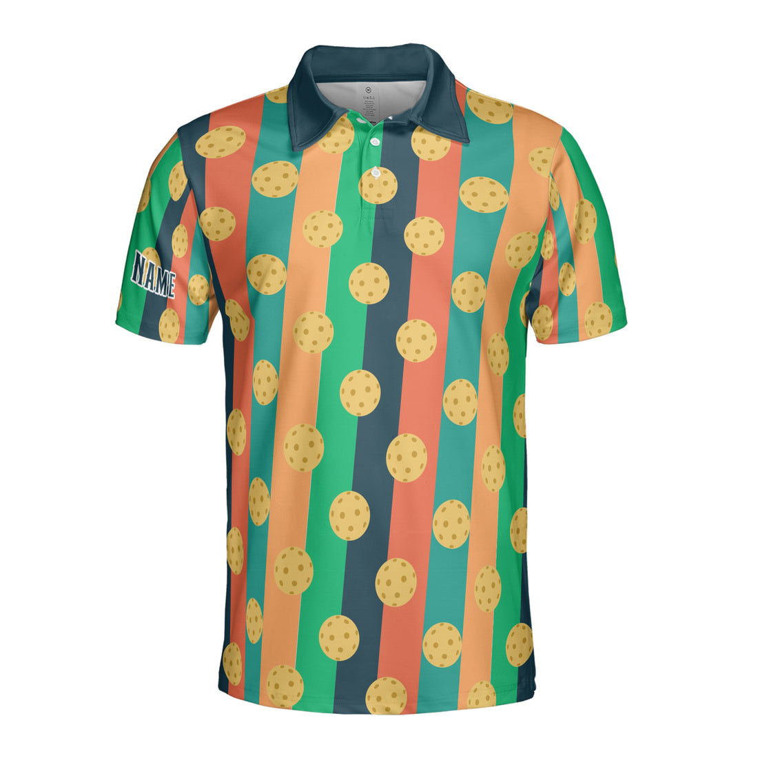 Customized Name Funny Retro Pickleball Pattern Men's Polo Shirt S-5XL
