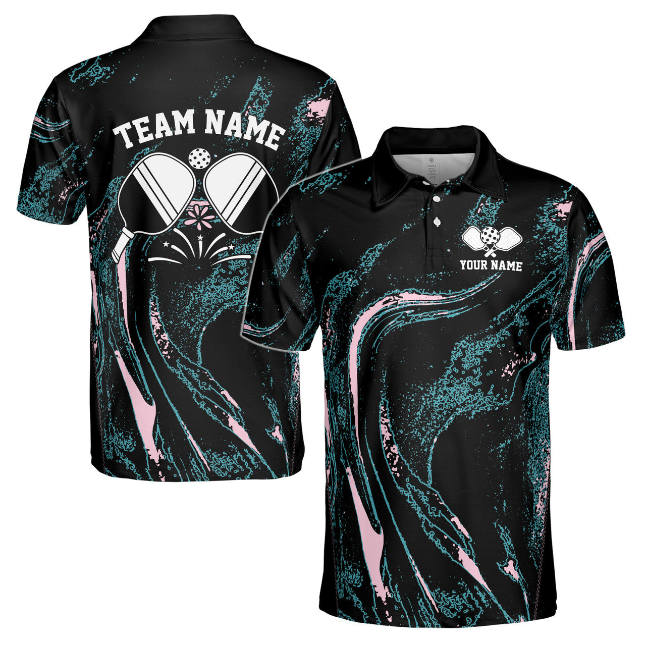 Custom Name Streak Splatter Pickleball Men's Polo Shirt S-5XL