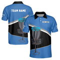 Custom Name Disc Golf Team Blue Black Men's Polo Shirt S-5XL