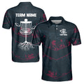 Custom Name Team Name Disc Golf Lover Black Red Men's Polo Shirt S-5XL