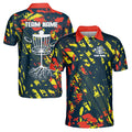 Custom Name Team Disc Golf Splatter Orange Yellow Paint Men's Polo Shirt S-5XL