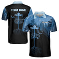 Custom Name Team Disc Golf Black Blue Deep in The Jungle Men's Polo Shirt S-5XL