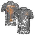 Custom Name Team Disc Golf Gray Marble Pattern Deep Men's Polo Shirt S-5XL