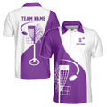 Custom Name Team Disc Golf Lover Purple White Men's Polo Shirt S-5XL